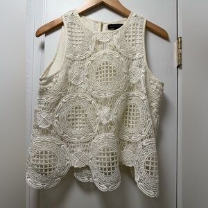 Banana Republic Ivory Crochet Lace Sleeveless Top XS Boho Bridal